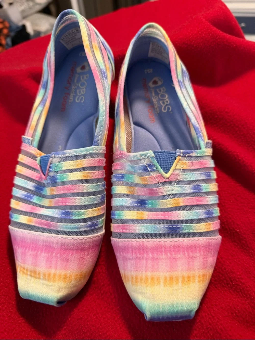 Skechers BOBS Slip-On Flats - Pastel Rainbow Tie-Dye